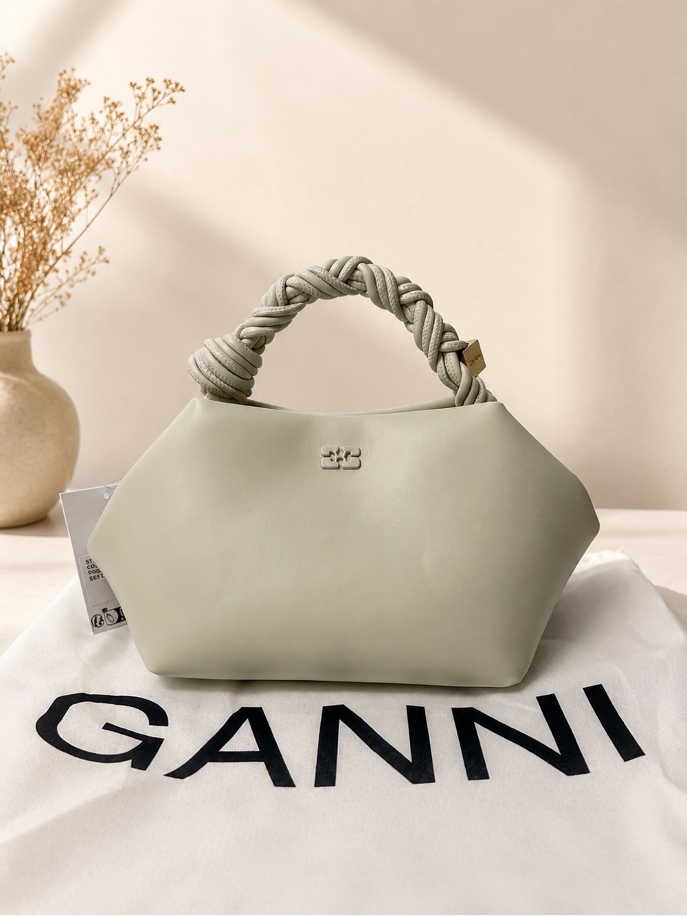 Ganni Cream Mini Top-Handle Bag
